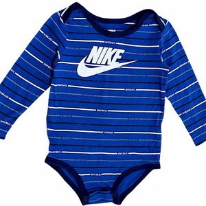 Nike Toddler Boy Logo Striped Long Sleeve Onesie Bodysuit Long Sleeve 24 M